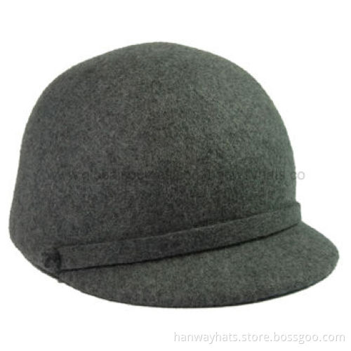 Hot Sale Wool Felt Baseball Cap with Self Hat Band and Knot Trim